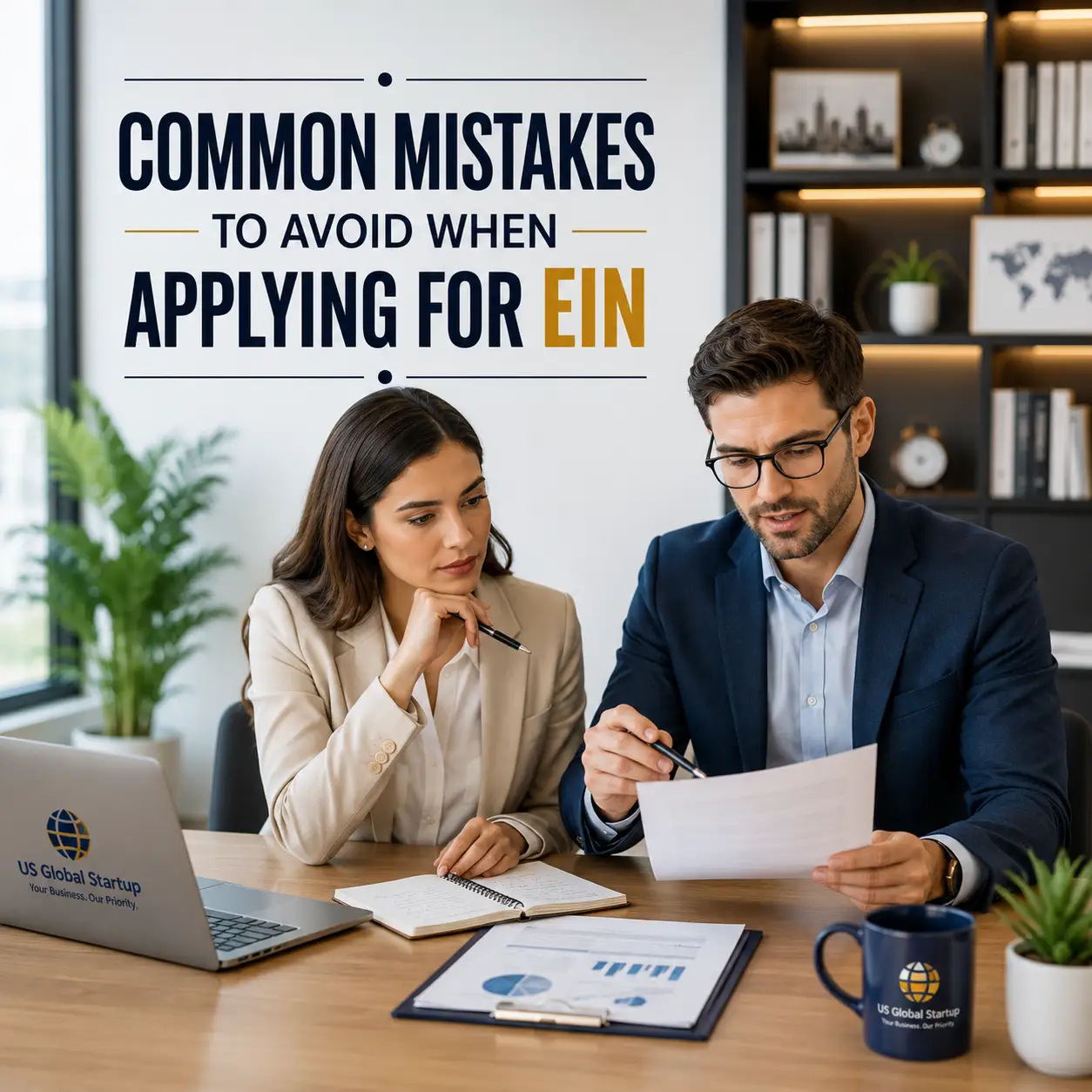 US Global Startup professionals discussing common mistakes to avoid during EIN registration online application process in the USA