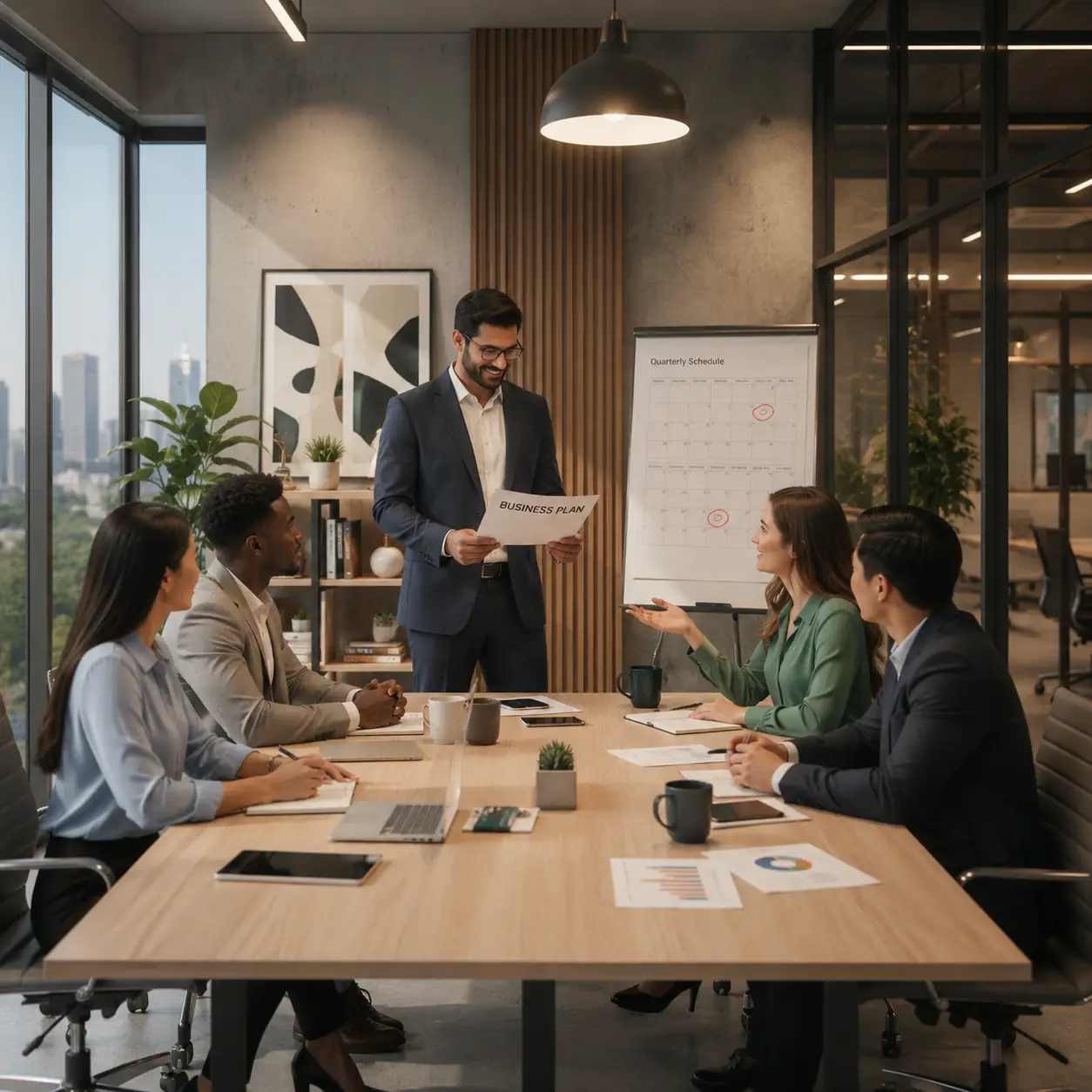 Business professionals meeting in a modern office to discuss company formation and growth opportunities with US Global Startup, your trusted partner for USA business services.